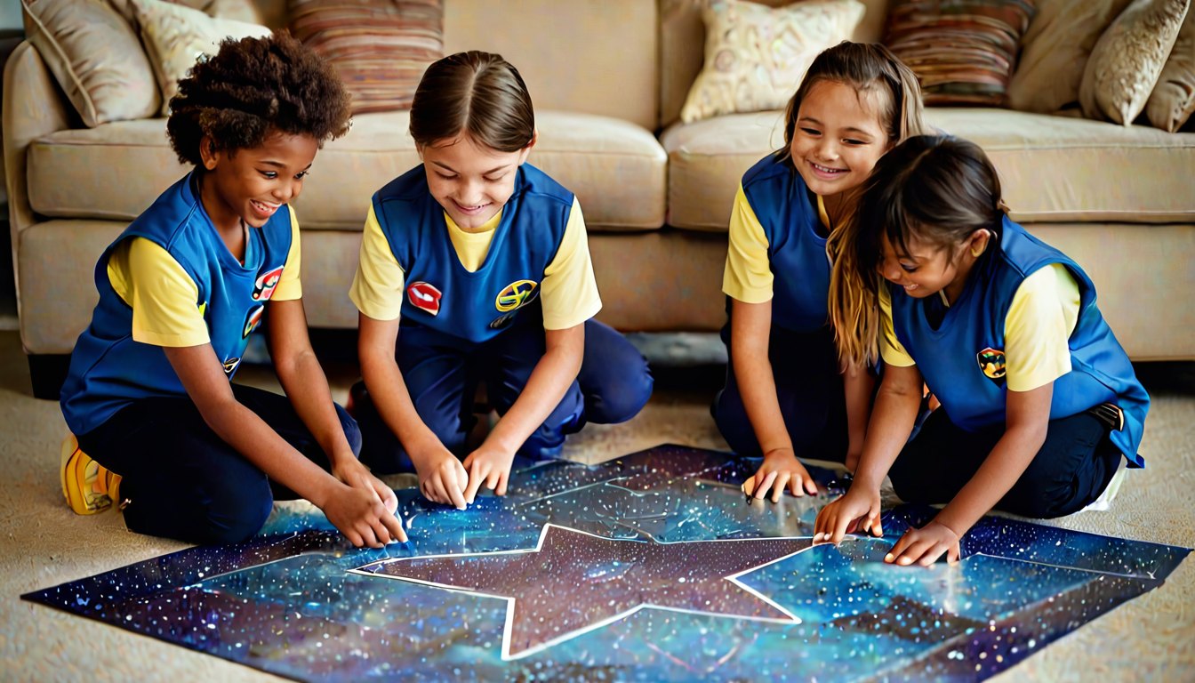 Guests solving a puzzle together